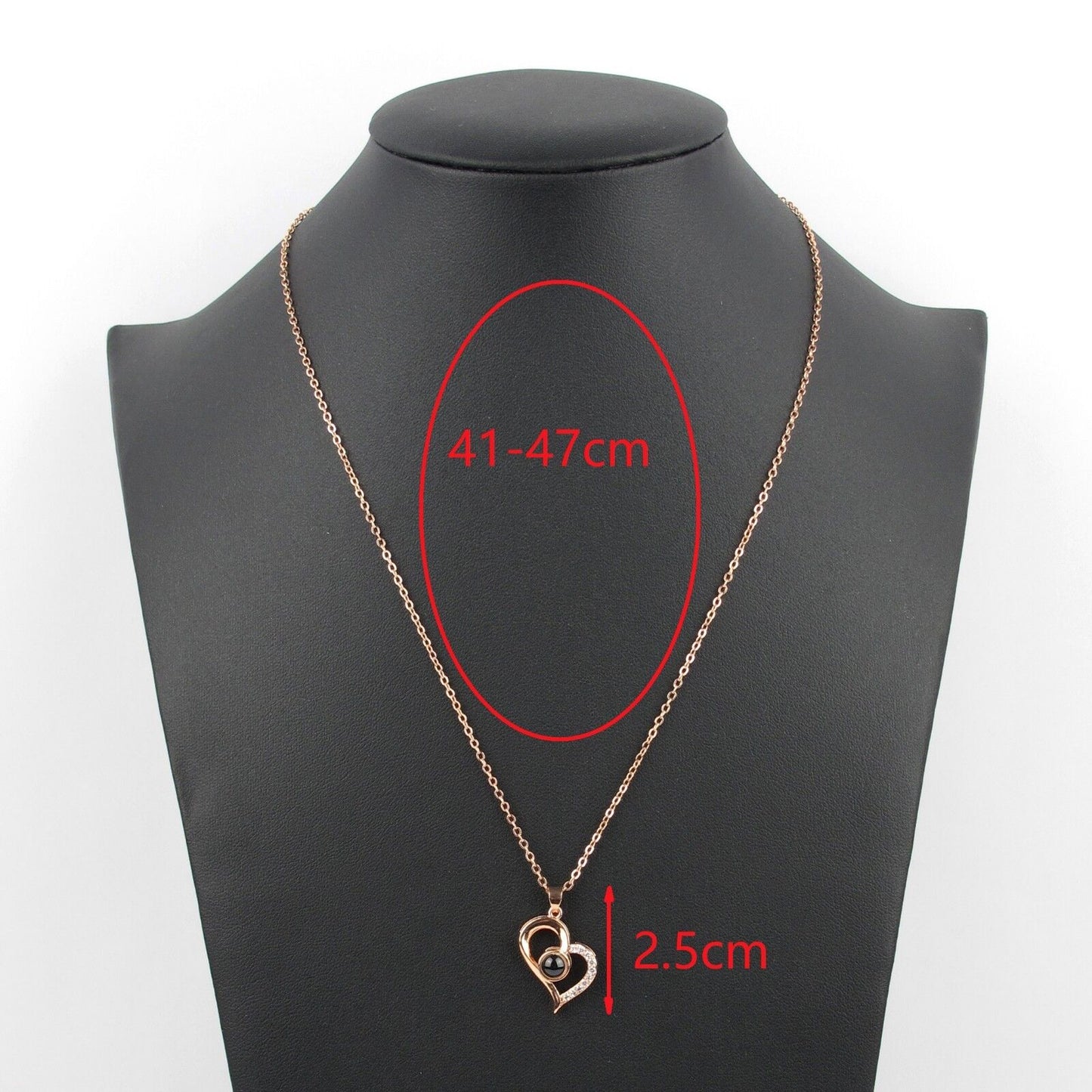 Silver Rosegold Plated 100 Language I Love You Projection Heart Pendant Necklace