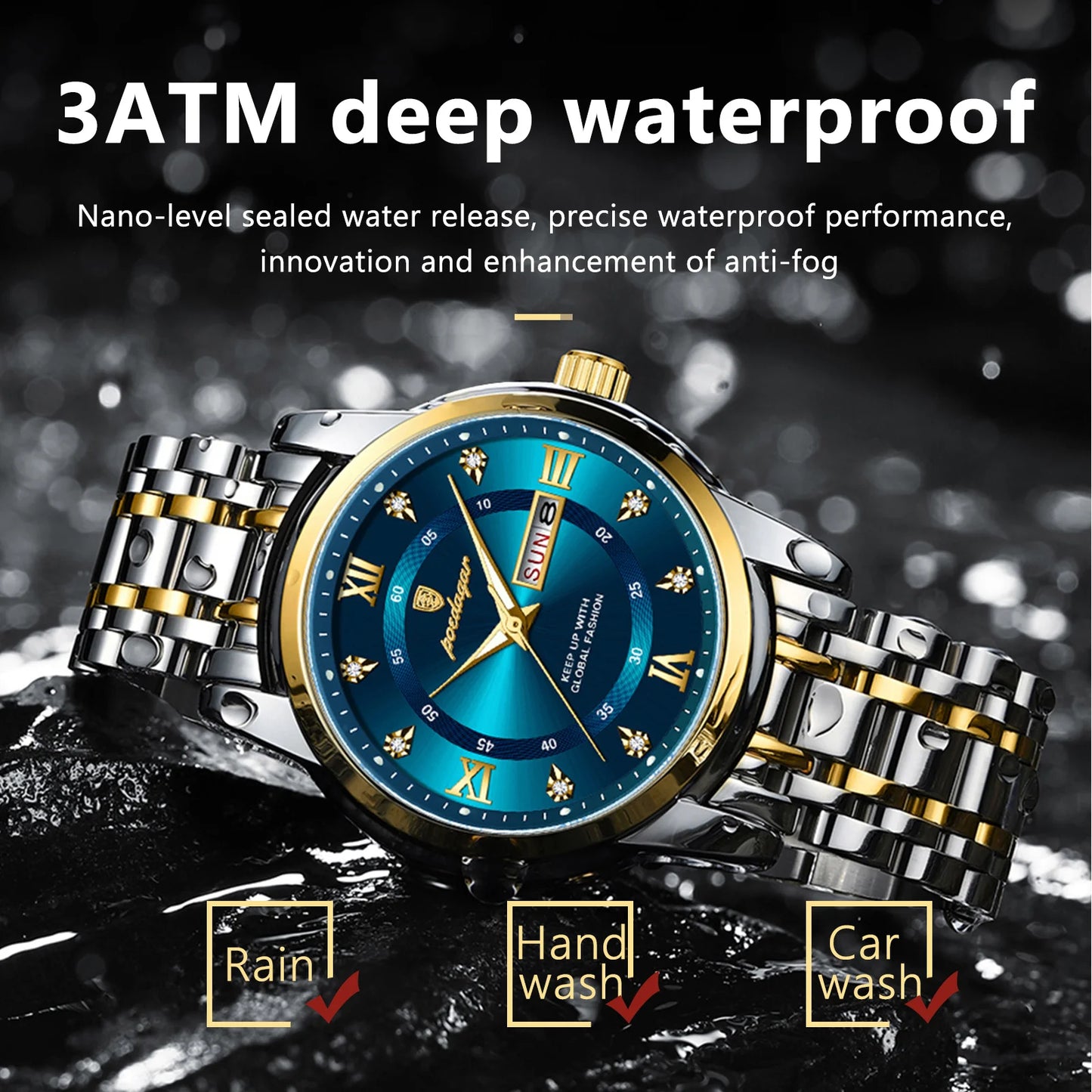 Luxury Watch for Man Elegant Date Week Waterproof Luminous Men Watch Quartz Stainless Steel Sports Men'S Watches Reloj