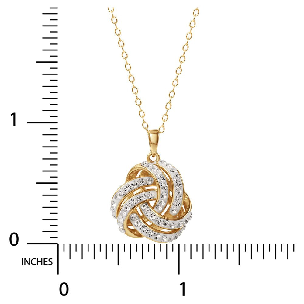 Brilliance Love Knot 18K Gold Crystal Pendant and Earring Set